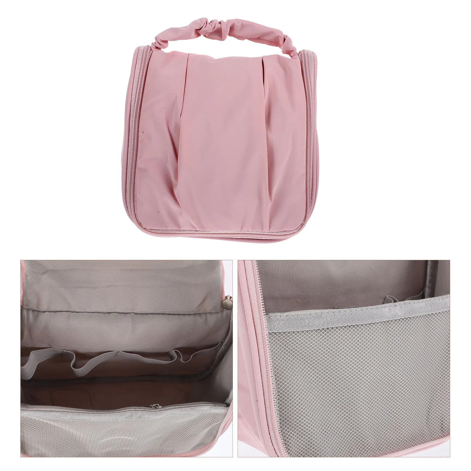 

Storage Bag Large Capacity Travel Makeup Organizer Pink Portable Toiletry Bag Dry Wet Separation Fashionable Design