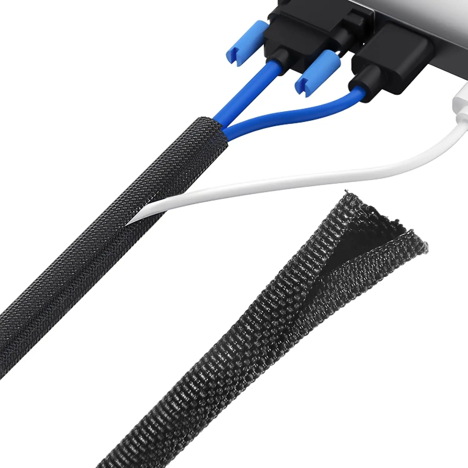 1M 3M 5M Braided Cable Sleeve PET Nylon Wrapping Cable Casing Cable Sleeves Wire for Desk PC TV Wire Protector Cable Wrap Cover