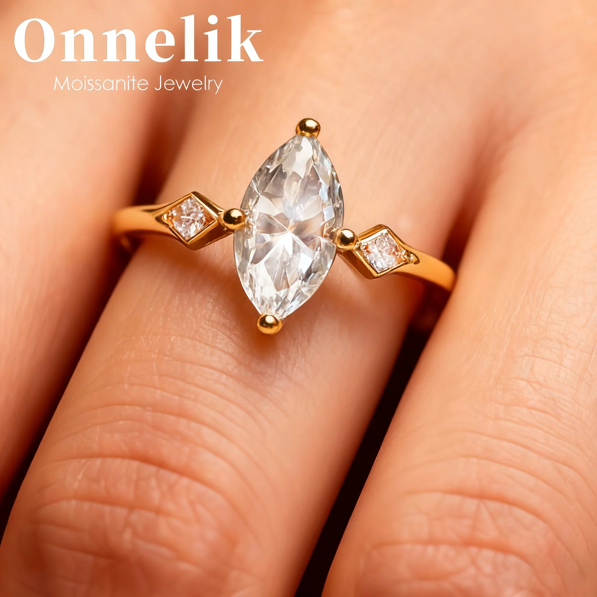 

Onnelik S925 стерлингового серебра позолоченное кольцо с муассанитом огранки маркизы 2 карата 6x12 мм обручальное кольцо для свадебной вечеринки ювелирные изделия подарки для женщин