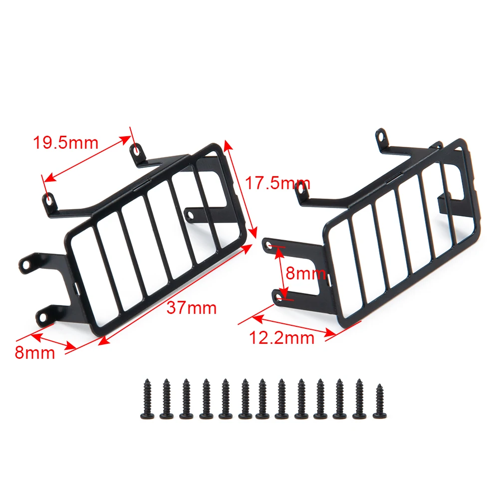 MIBIDAO 2Pcs Metal Front Rear Light Cover Tail Light Guards Grille For 1/10 TRX4 TRX6 RC Crawler Car Decoration Parts