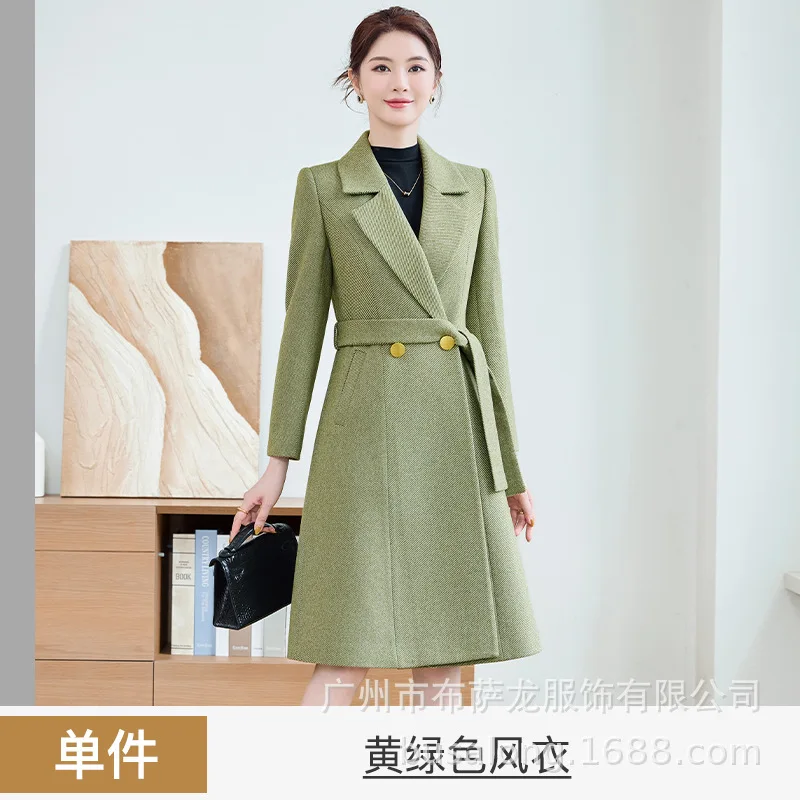 2025Bussalon Cappotto da donna nuovo Stile coreano Professionale di media lunghezza Colletto Trench Coat Workwear2617