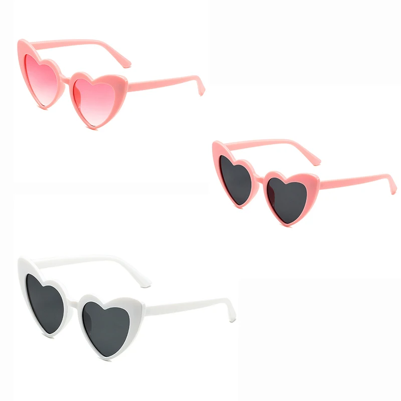 Pink White Heart-shaped Glasses Sunglasses Women Bridesmaid Gift Glasses Outdoor Summer Beach Decor Sunglasses