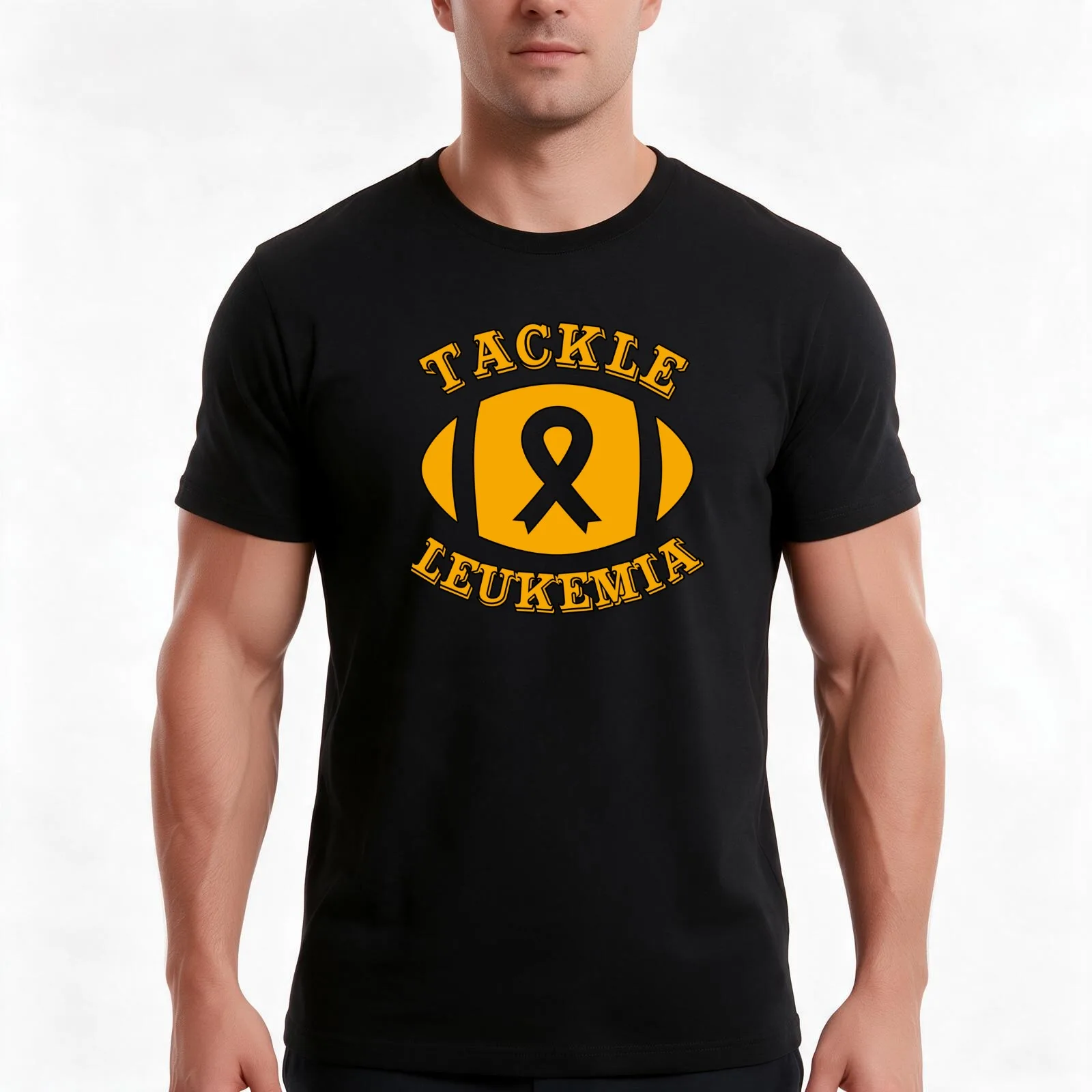 Tackle Leukemia Awareness Football Ribbon T-Shirt, Summer Casual Cotton Tee, Oversized Streetwear Tops, Vintage Graphic Print