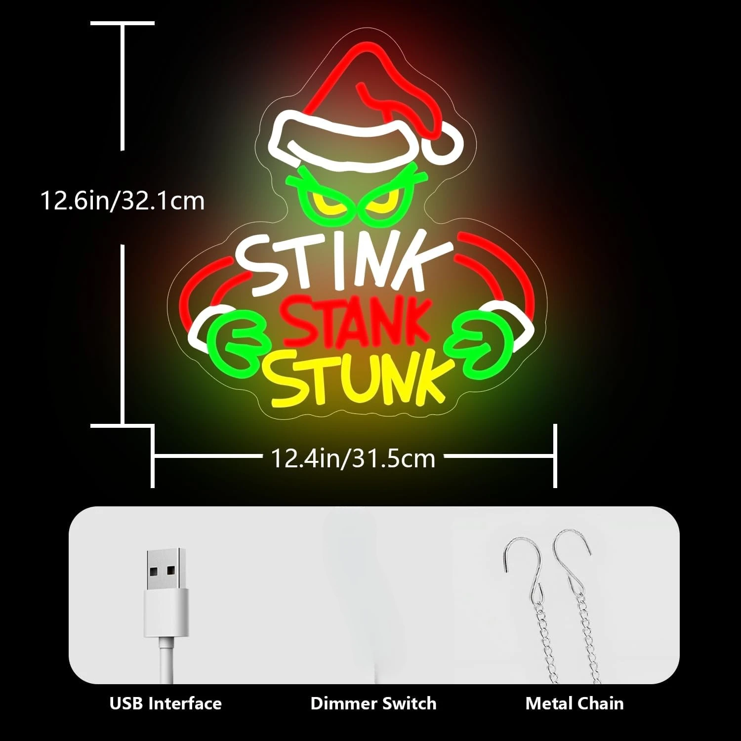 عيد الميلاد النيون تسجيل USB عكس الضوء LED ضوء النيون لغرفة النوم لعبة غرفة رجل الكهف عيد الميلاد حفلة ديكور المنزل هدية عيد الميلاد الخفيفة #3