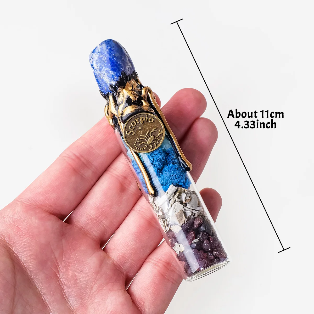 1PC Natural Crystal Zodiac Wishing Bottle, Magic Energy Healing Stone Drifting Bottle with Raw Stones, Spiritual Divination Reik view 3