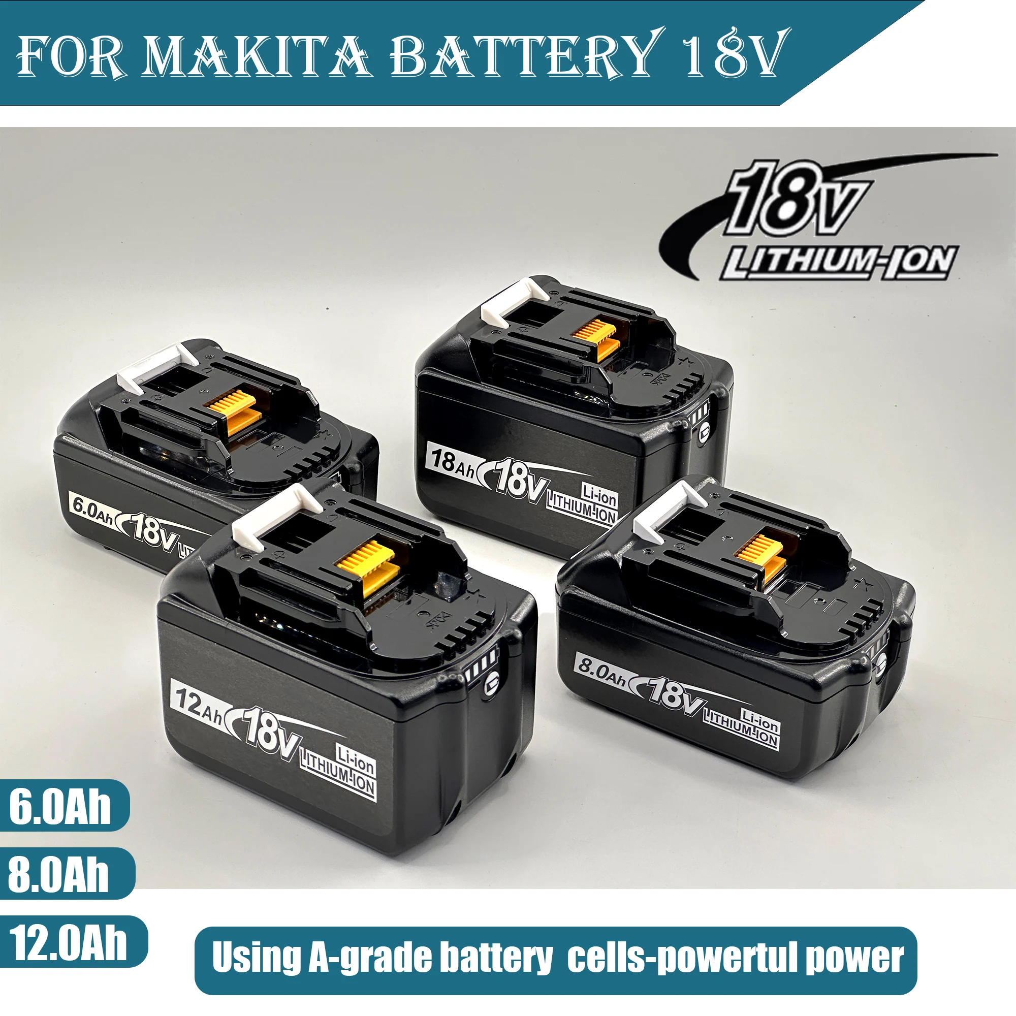 

Аккумуляторная батарея для Makita 18В 6.0Ач 8.0Ач 12.0Ач, замена BL830 BL1850 BL1860, совместима с гайковертом DTW700