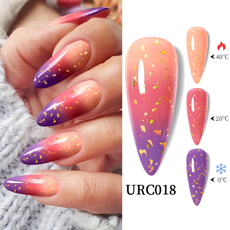 UR SUGAR Thermal Gel Nail Polish 7ml Glass Bottle Semi Permanent Temperature Color Changing Glitter Soak Off UV Nail Art Varnis