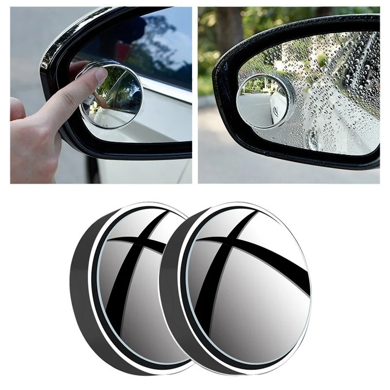 New 2Pcs  convex mounted auxiliary rear-view mirror  360 Degree Blind Spot Mirror Car Round Frame Convex Blind Spot Mirror