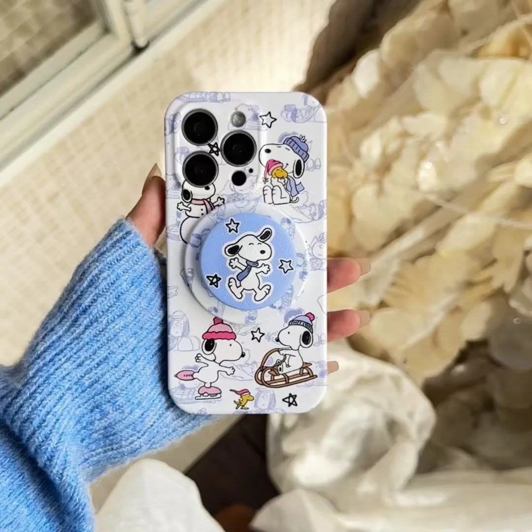 لطيف الفول السوداني سنوبي تشارلي براون Magsafe شحن لاسلكي جراب هاتف آيفون 13 14 15 16 برو ماكس مضحك سنوبي حامل مغناطيسي