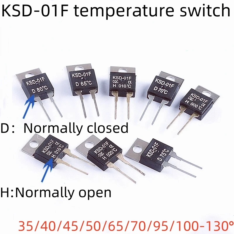 

KSD-01F Нормально закрытый Нормально открытый 35/40/45/50/65/70/95/100-130 ° Переключатель температуры контроля температуры