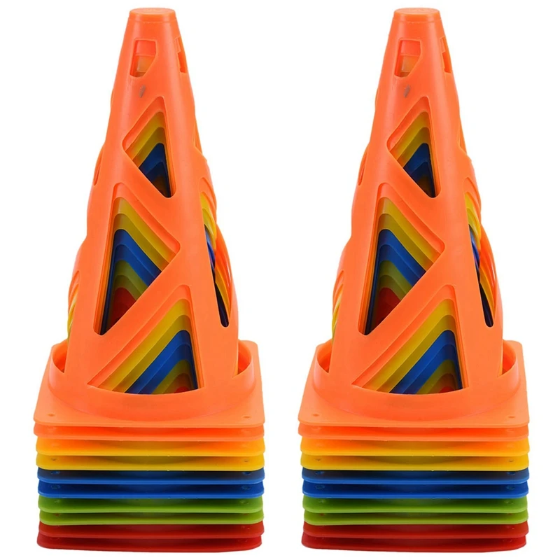 20X Soccer Training Cones Collapsible Windproof Marker Cones Agility Cones For Outdoor Football Basketball Training