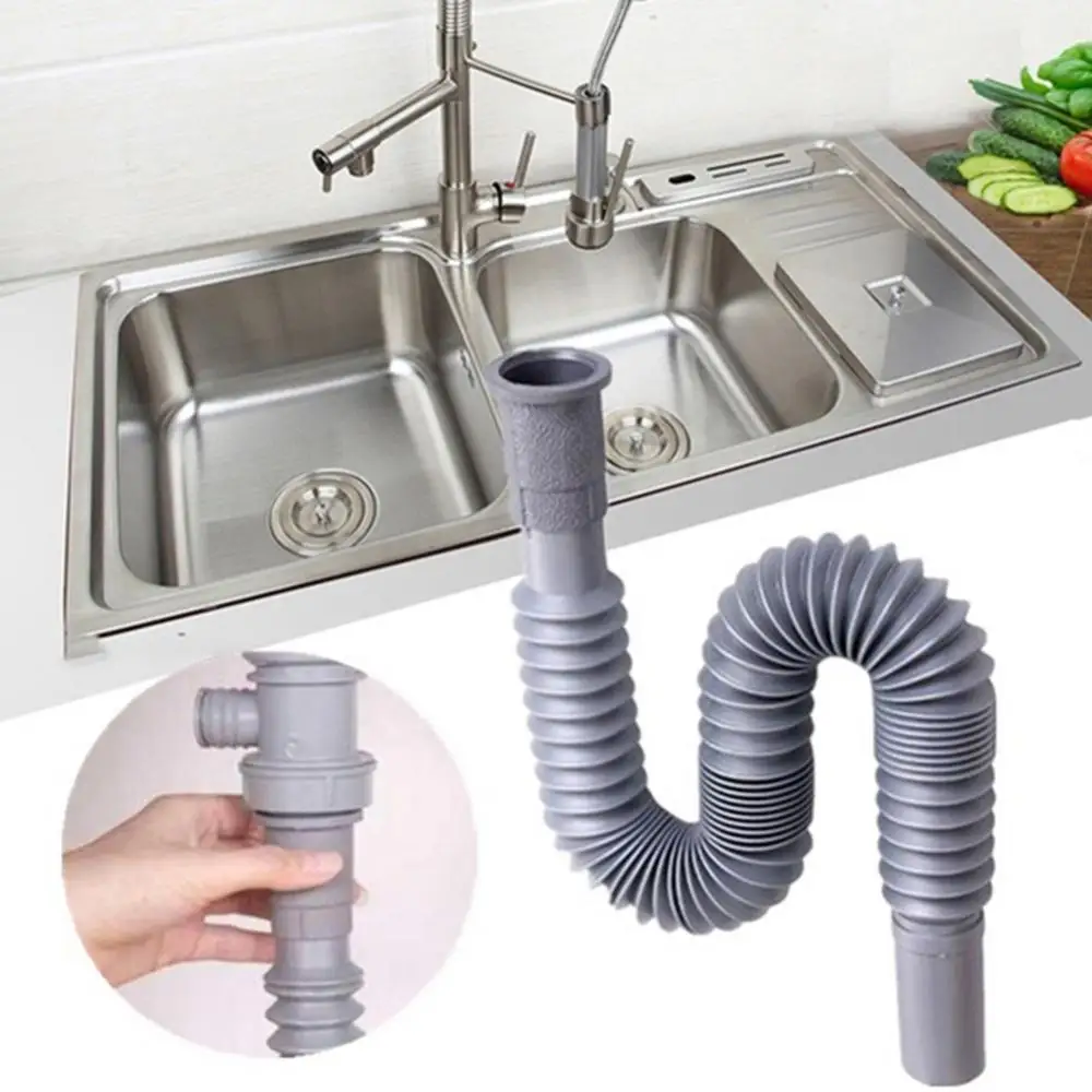 Hose Flexible Wash Basin Deodorant Prolong Water Extendable Kitchen Sink Tube Drainage Pipe Cover Double-end Extend Connection H