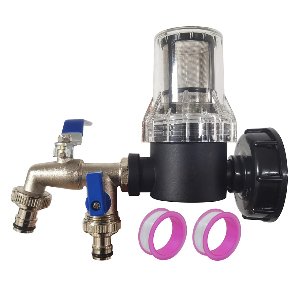 80 Mesh filter 1000 Liter IBC Tank Tap Adapter Nipple S60X6 1/2‘’-way Garden Hose Quick Connect Faucet Alloy Tank Valve Fitting