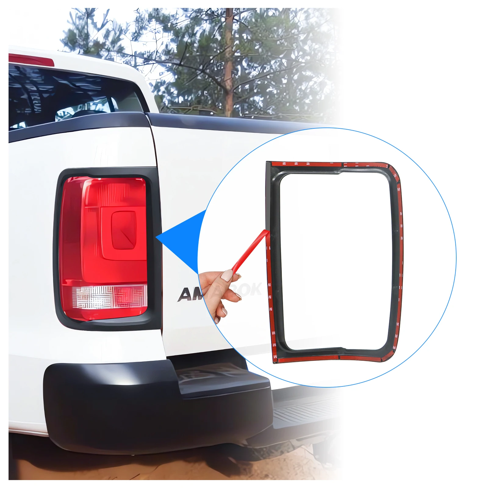 Tail Rear Light Cover Trim to suit for Volkswagen VW Amarok 2009-2022 Matte Black