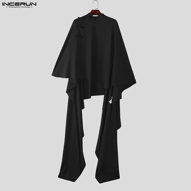 

Мужская рубашка INCERUN с нестандартным кроем, воротником-стойкой, длинным рукавом, свободного кроя, винтажная, в стиле пэчворк, 2026, в китайском стиле, мужские топы, размеры S-5XL