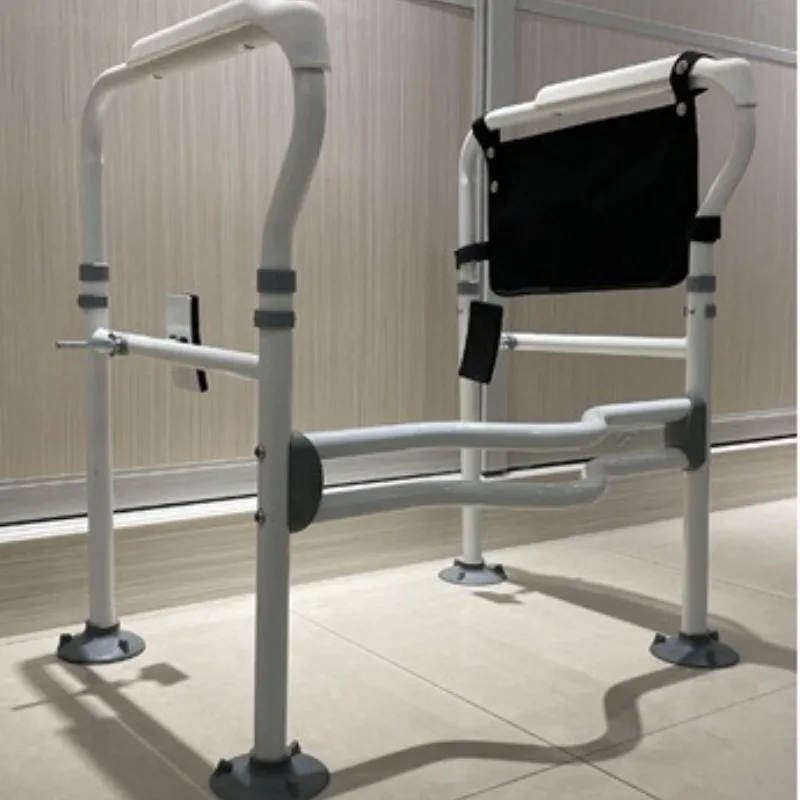 

High-Carbon Steel Toilet Safety Rail Stable Support Frame Non-Slip Bathroom Assist Handle with Storage Basket for Elderly