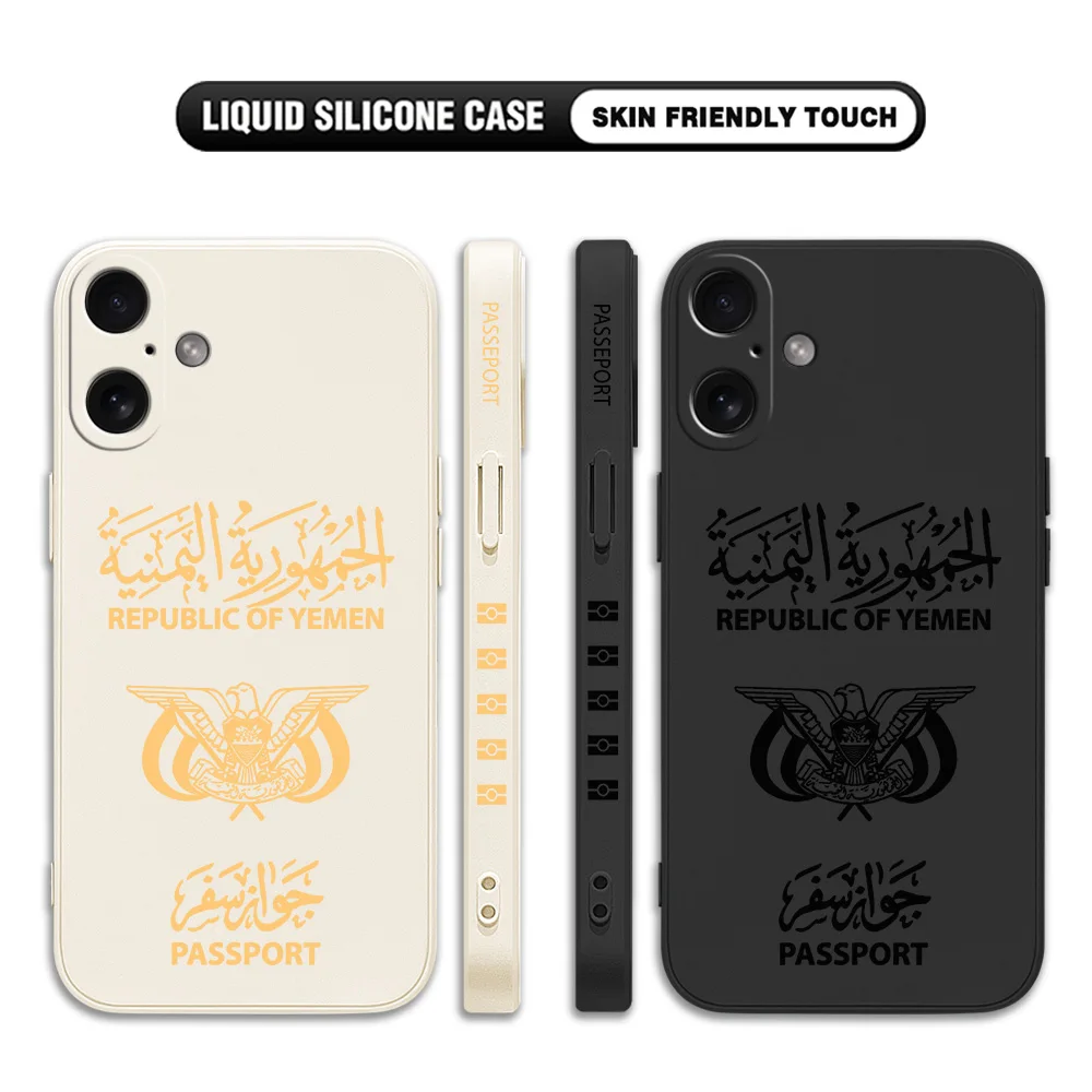 Yemen Passport Phone Case for iPhone 16 15 14 13 12 11 Pro Max Mini X XR XSMax 8 7 6 6S Plus Soft Silicone Back Cover