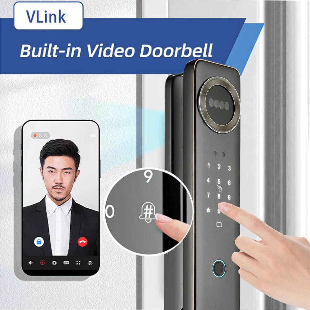 Glomarket Biometric Fingerprint App Video 3d Face Recognition Finger Smart Door Lock Wifi for Aluminum Door Lock With Camera