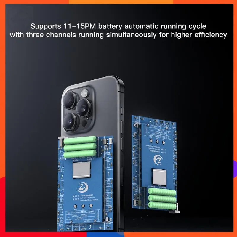 

Professional-Grade 3-Channel Battery Tester 5A Rapid Charging/Discharging for iPhone 11-15PM Batteries with Health Analysis Tool