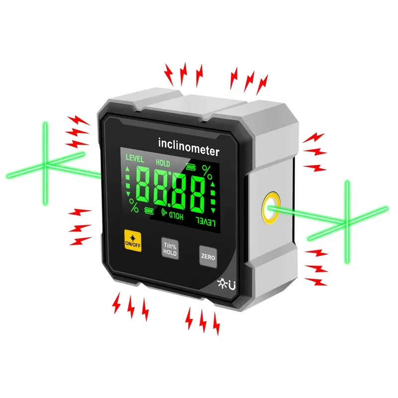 Digital Angle Measurement Tool Level Box Angle Finder Protractor Inclinometer Equipped with Green Cross Cursor and