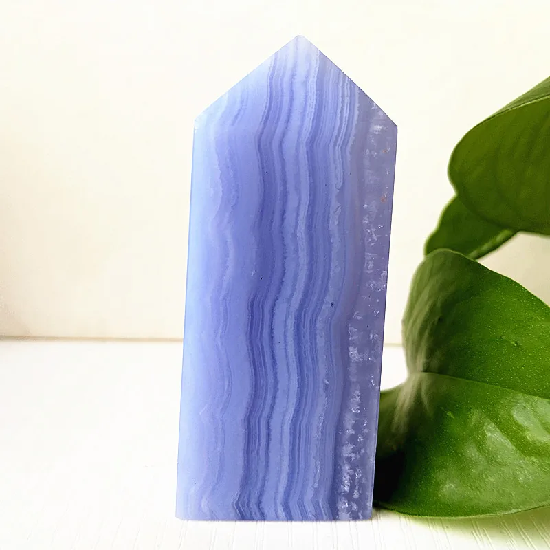 

100% Natural Stone Blue Lace Agate Crystal Tower Wand Point Spiritual Room Decor Home Crystals and Stones Chakra Reiki Healing