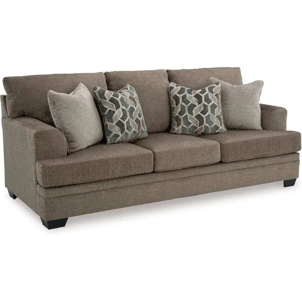 

Casual Sofa with 4 Throw Pillows, Khaki Brown
