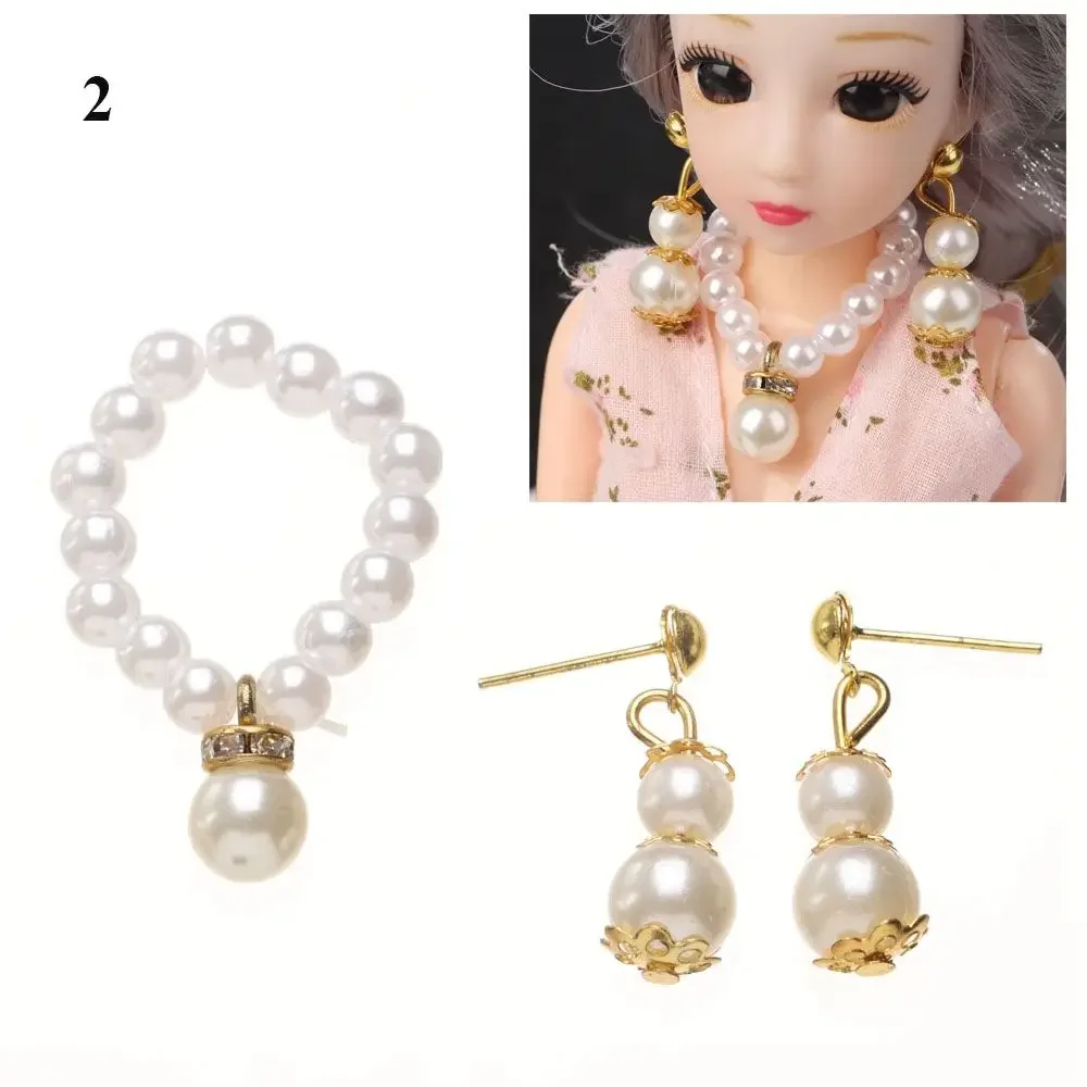 5 Collares De Perlas Para Muñecas - 5 Estilos Variados, Diámetro 3 Cm, Elásticos, Ideales Para Decorar Peluches Y Muñecas De 17 Cm
