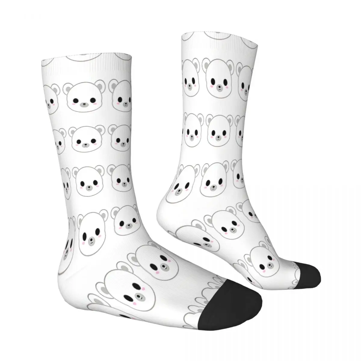 Cute Head Polar Bear Socks Male Mens Women Winter Stockings Hip Hop