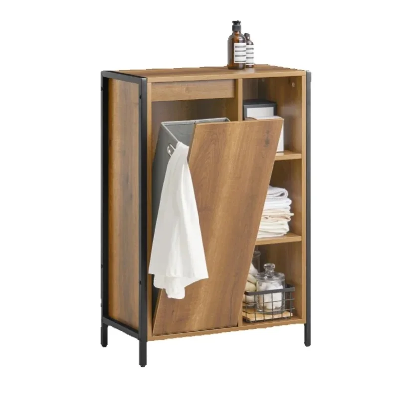 SoBuy BZR65-PF Wäscheschrank mit ausklappbarem Wäschesäcken Wäschesack Wäschetruhe Wäschekorb Badmöbel BHT ca.: 60x90x30cm