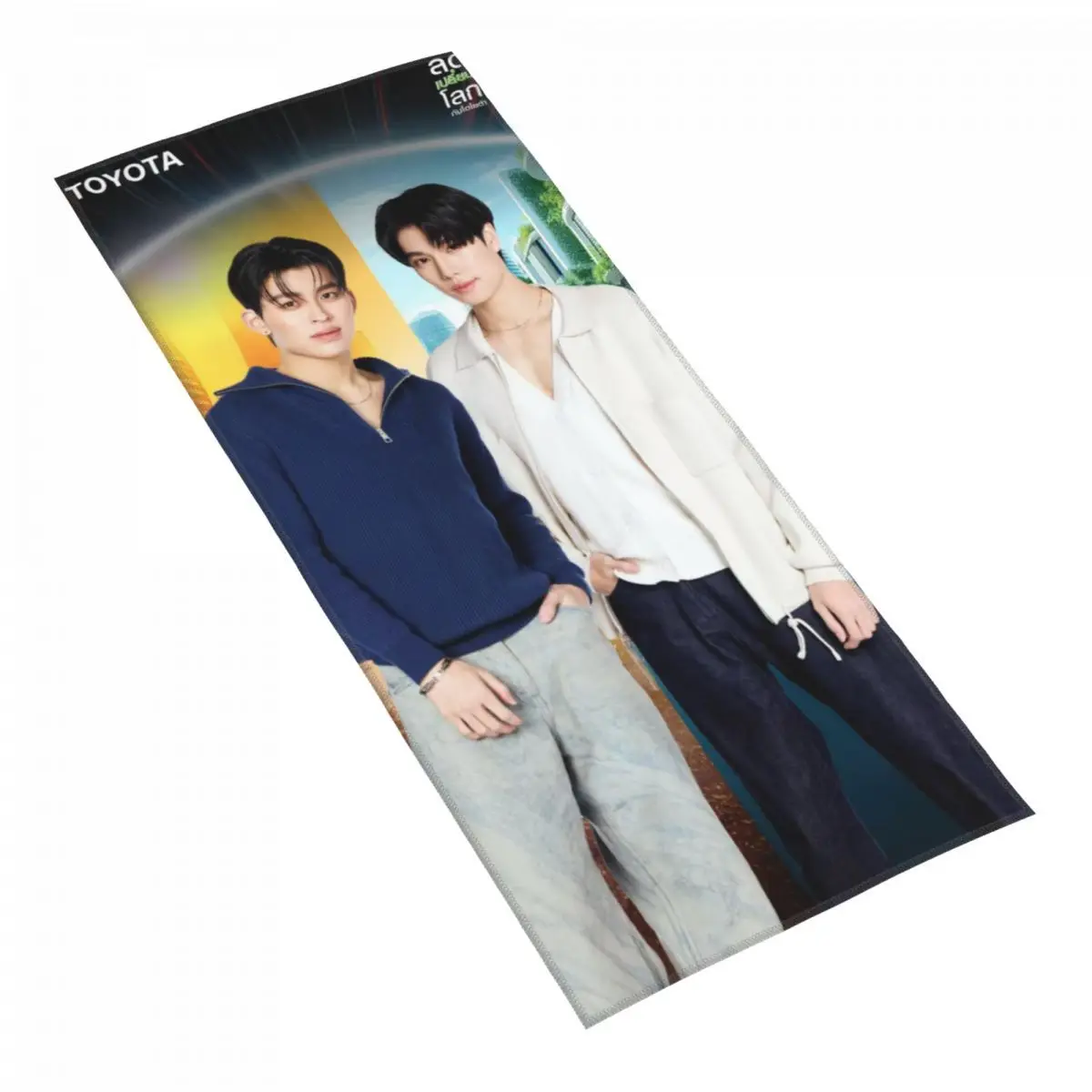 PondPhuwin Doyble-sided Print 35x75cm Microfiber Towel Thai TV We Are Fish Upon The Sky Quick Dry Hair Hand Absorbent Face Towel