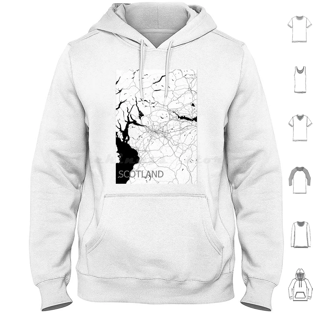 Scotland-Minimalist Greyscale Map Hoodie cotton Long Sleeve Scotland Map Scotland Map Uk Scottish Whisky Europe