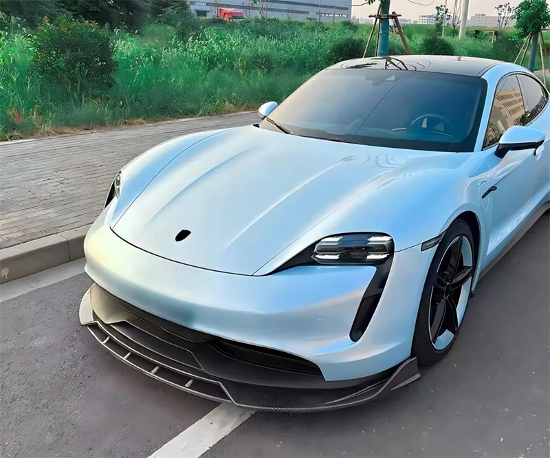 For Porsche Taycan 2019+ High Quality ABS Bright Black Front Lip Front Bumper Lower Lip Under Spoiler Body Kit