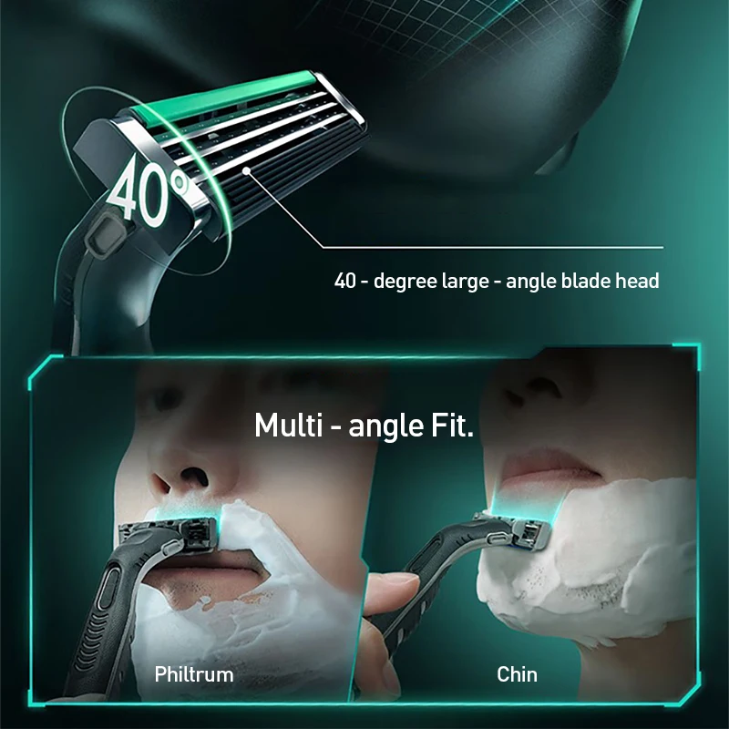 Gillette vetor 3d barbeador masculino gillette barbeador conjunto navalha material de aço inoxidável lâmina de três camadas quantidade