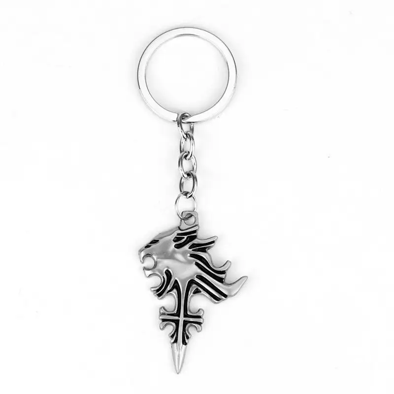 Game Final Fantasy Keychain Wolf Head Metal High Quality Key Ring for Women Gifts Party Accessories Jewelry