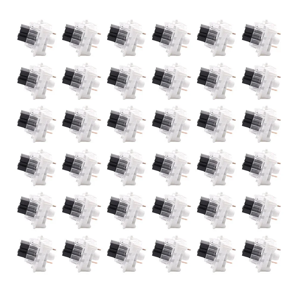 50 PCS Tactile Keyboard Switches For MX-Style Mechanical Keyboards, 3-Pin Plate-Mounted, Pre-Lubed, Clear Housing