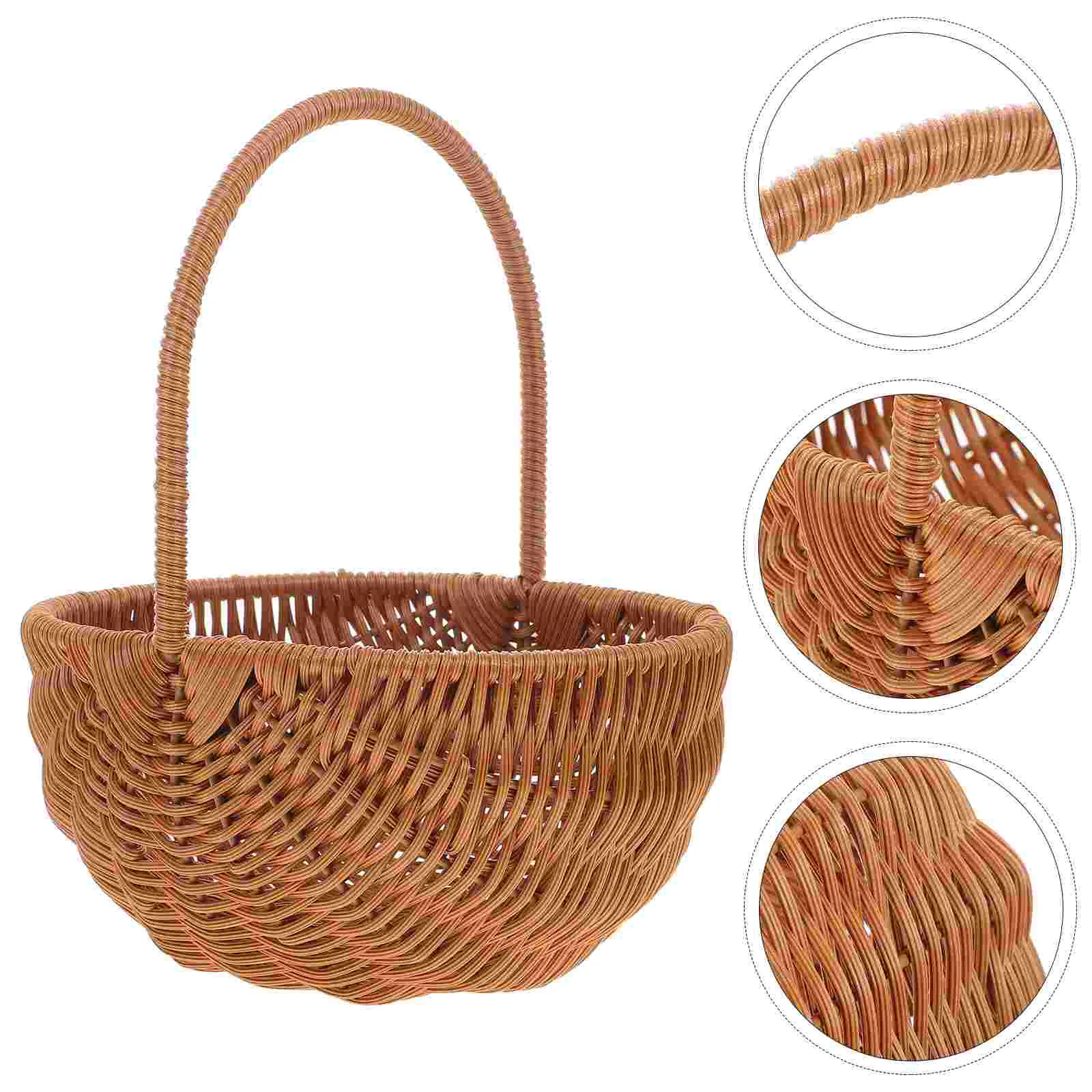 

Rectangular Easter Basket Weaving Easter Storage Holder Mini Handcraft Basket Ornament Party Decor with Handle