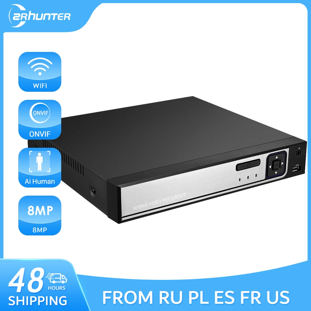 ZRHUNTER H.265 AI 4K UHD Output CCTV NVR 9CH 16CH 32CH 5MP Video Surveillance Network Recorder Motion Detect P2P Face Detection