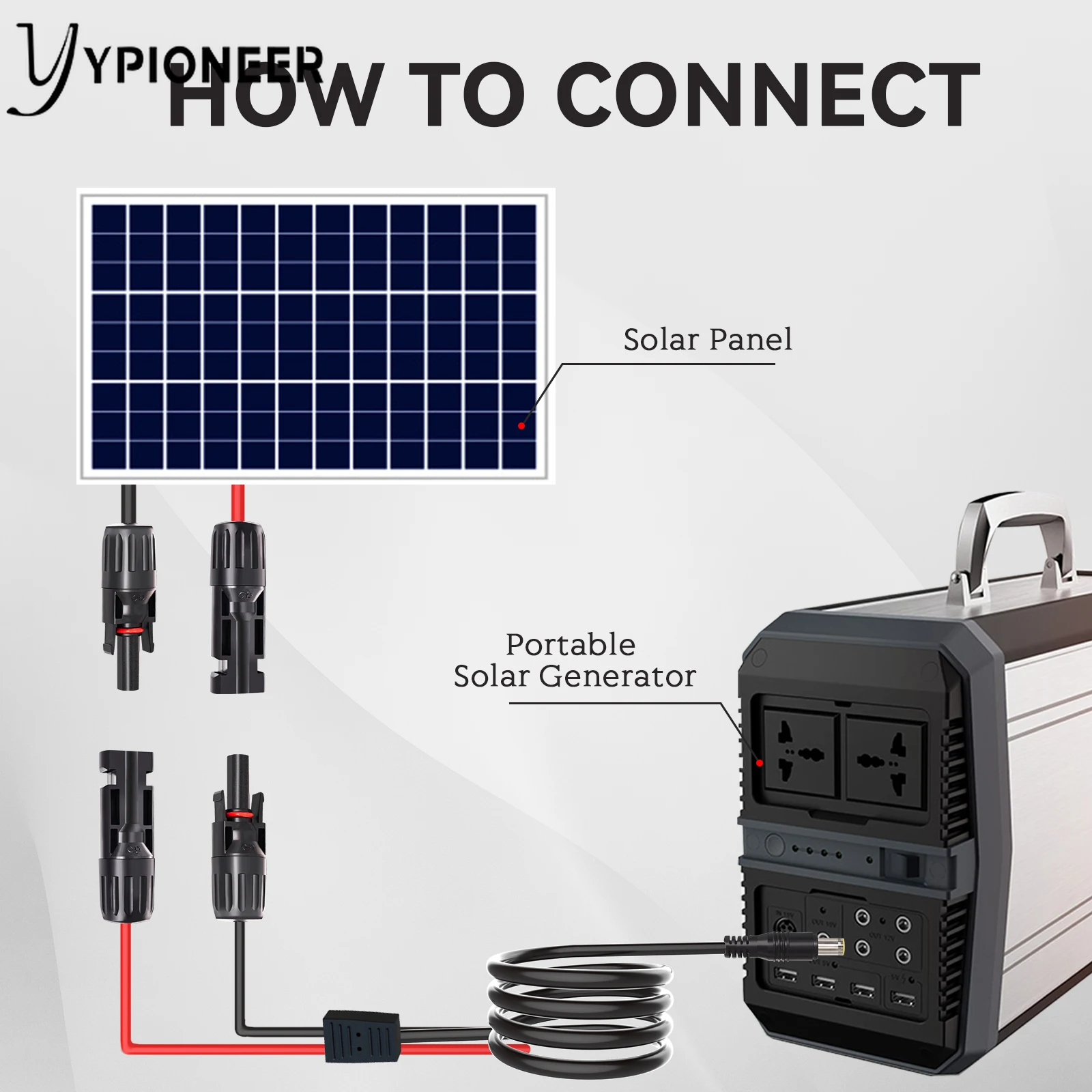 YPioneer T10030 + 31 Conector de Panel Solar a DC 8mm Cable de extensión del adaptador de 16 AWG con DC de 5,5mm x 2,5mm 6.23ft