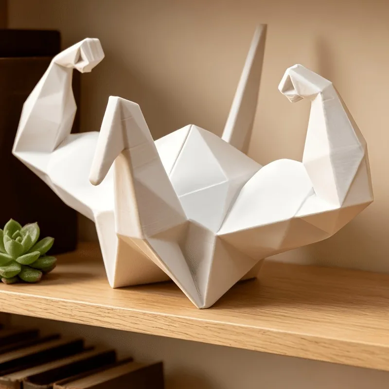 Creative Muscle Paper Crane Desktop Phone Stand Unique  Sculpture Multifunctional Lazy Bracket Decor Gift