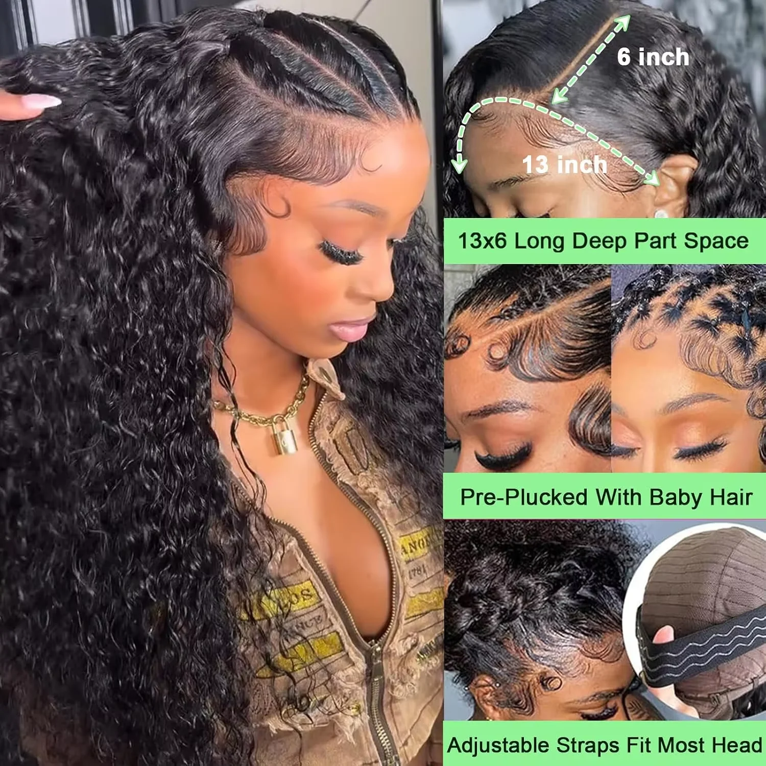 30 40 Inch Deep Wave Frontal Wig Human Hair 13x4 Curly Lace Front Wig Transparent HD Lace Water Wigs 300 Density Brazilian