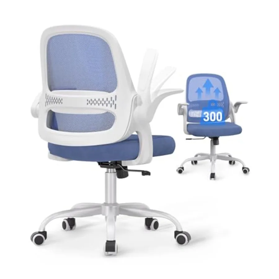 

Ergonomic Mesh Office Chair for Home Office Flip-Up Arms Breathable Mesh Back Thick Seat Cushion Swivel Rolling Computer Desk C