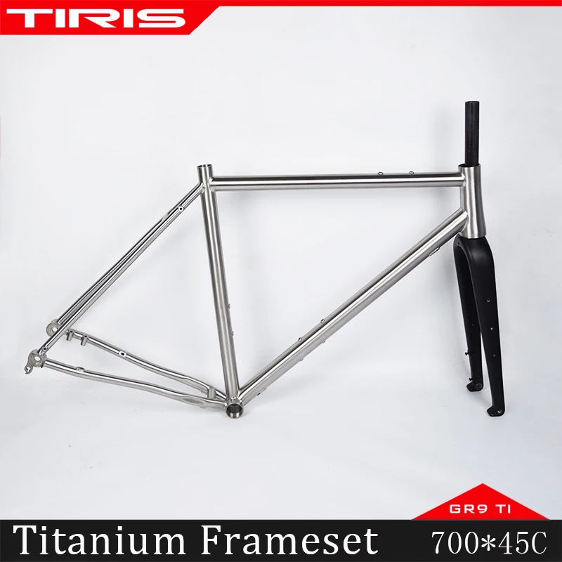 

TIRIS Titanium Bike Frameset Gravel Cyclocross Frame And Fork Bicycle Framework 700C 29'' Acccessories Parts