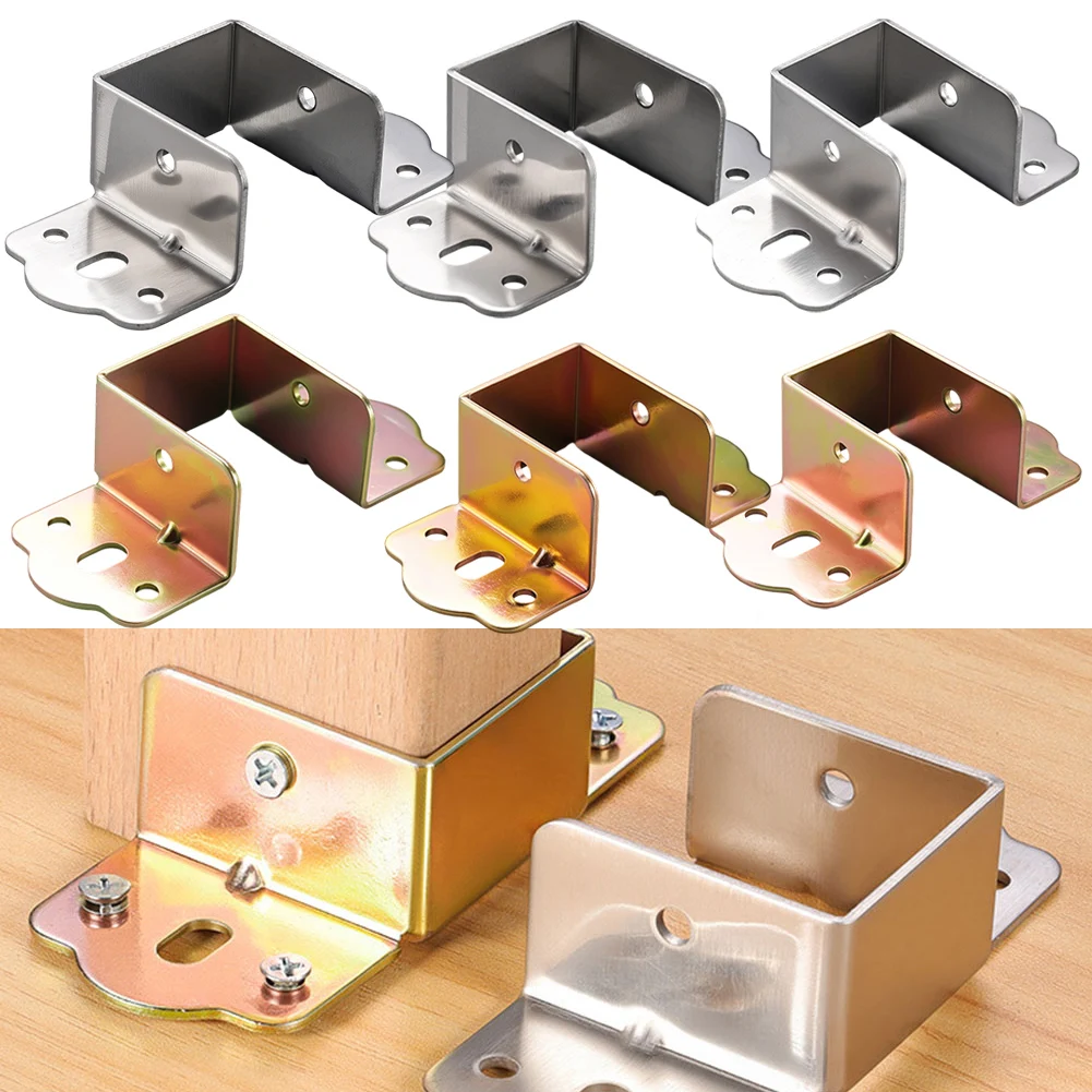 

4PCS U-shaped Thickening Bed Rail Brackets Heavy Duty Metal Support Hinges Metal Stand Bed Rail Brackets Wood Fixed Connector