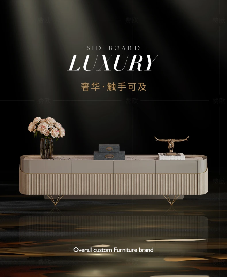 ตู้วางทีวีสไตล์หรูหราเบาๆ หินอ่อน สำหรับห้องนั่งเล่น ดีไซน์ทันสมัย ปรับแต่งได้ โต๊ะกาแฟสไตล์อิตาเลียนหลังยุคโมเดิร์น ระดับไฮเอนด์ พร้อมงานพ่นสีโดยดีไซเนอร์