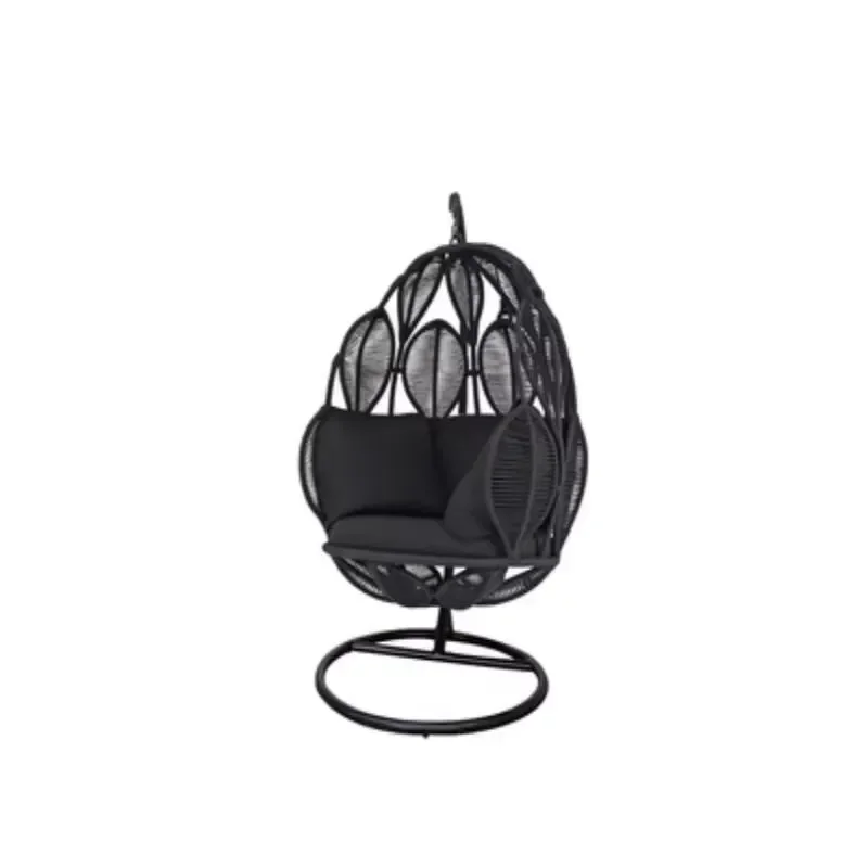 Modern Adult Rattan Swing Chair with Waterproof Cushion-Indoor/Outdoor Use for Living Room Balcony Bedroom Hotel & Courtyard