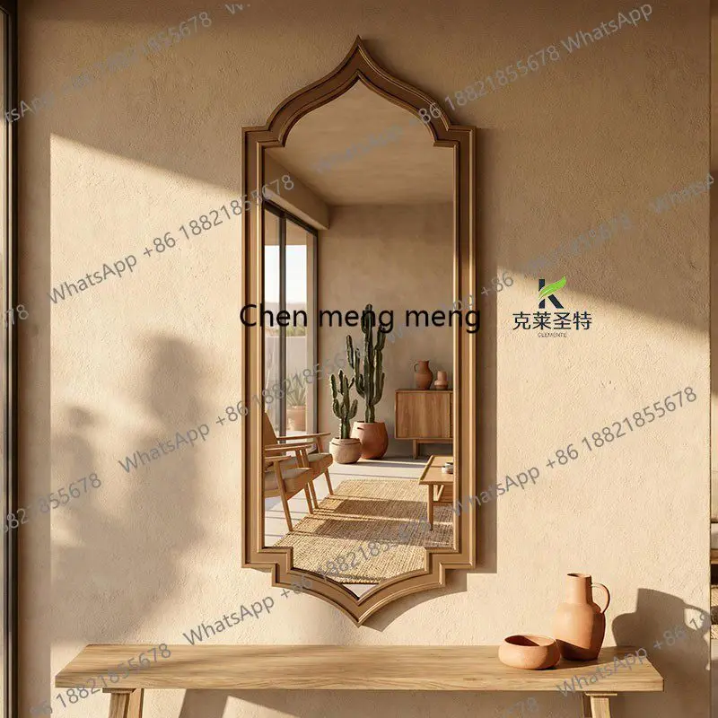 

French retro full-length mirror wall-mounted European-style entrance antique wall-mounted full-length mirror