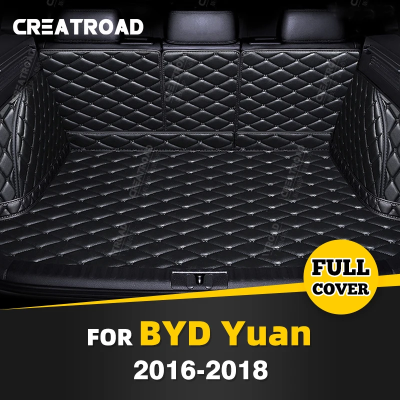 

Автоматический коврик в багажник с полным покрытием для BYD Yuan 2016 2017 2018, кожаный чехол для багажника автомобиля, подкладка для багажника, аксессуары для защиты салона