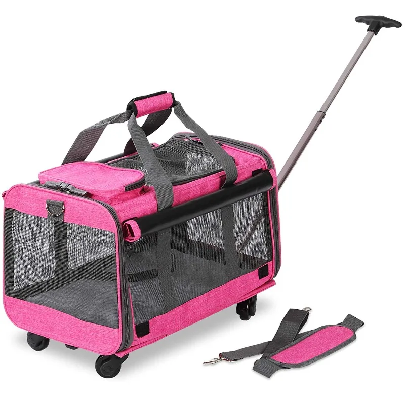 

Heavy Duty Dog Carrier with Wheels, Heather Pink, 20"L x 13"W x 11.5"H