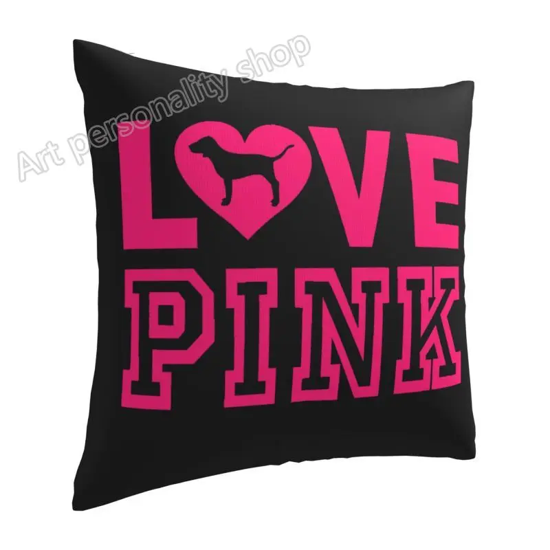 Love Pink Dog Heart Pillow Cover Modern Nordic Decor Sofa Bedroom Pillow Case Cushion Square Pillowcase 18x18In