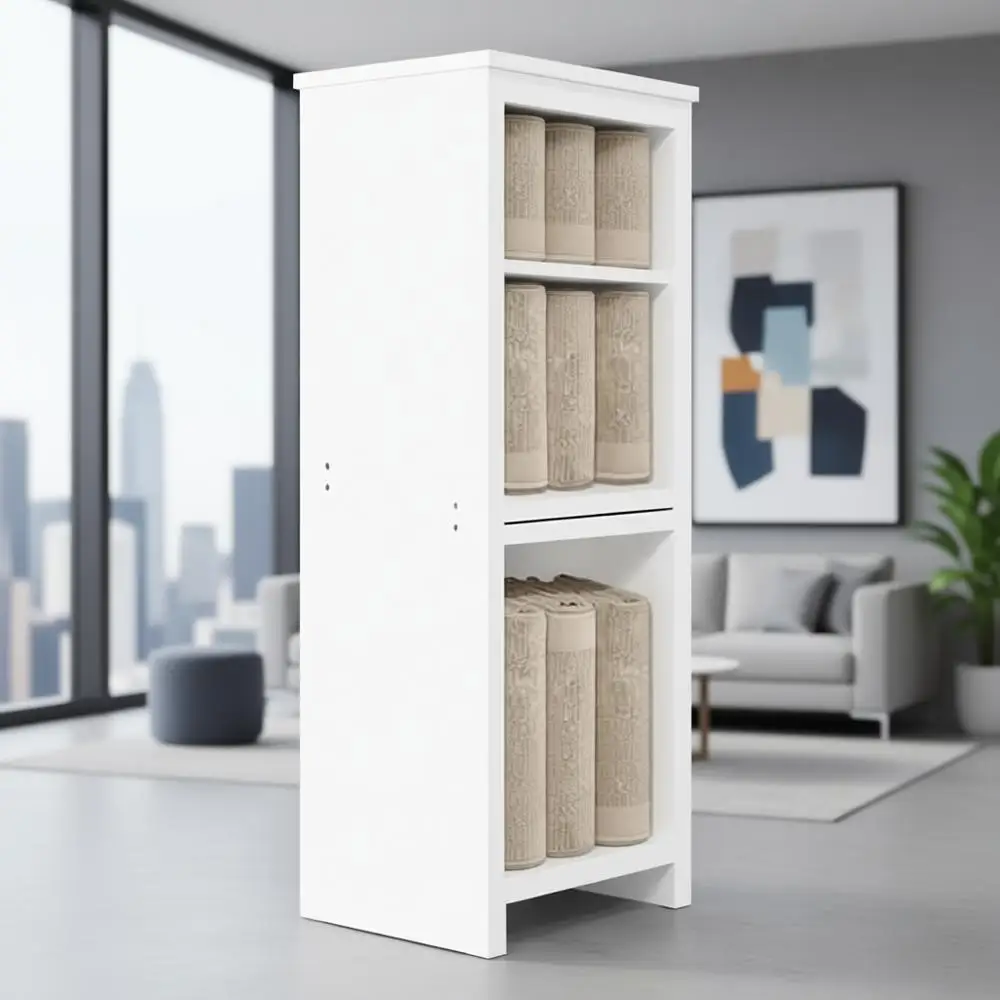 

10-Tier Space-Saving Bookcase - White, Ideal for Living Room, Bedroom, Home Office